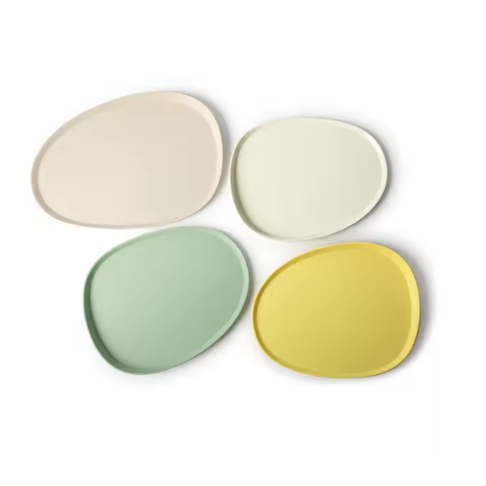 Customized Printing Print Bamboo fiber Melamine Plates Set With Embossed Surface For Dinner Or Salad