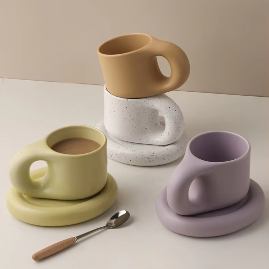Nordic Ins Style Pangpang Fat Mug Creative Novelty Cup and Saucer Coffee Mug Ceramic