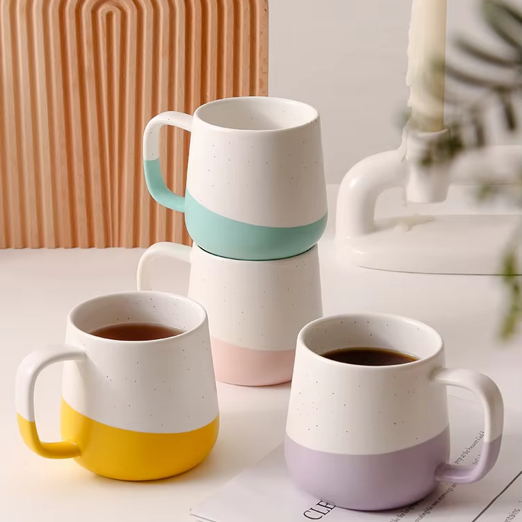 customized personalised speckle porcelain milk coffee mug nordic gift set pottery mug supplier ceramic mugs