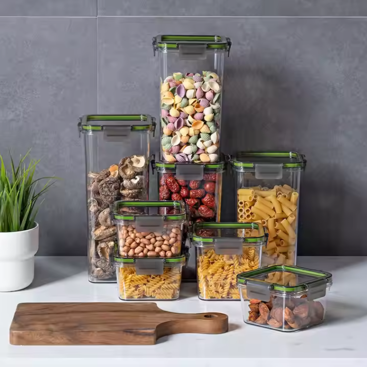 BPA-free plastic food storage container storage jars set kitchen storage box with lid