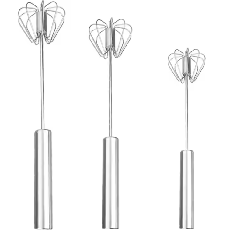Stainless Steel Manual Hand Mixer Semi-Automatic Spinning Egg Push Whisk Egg Beater