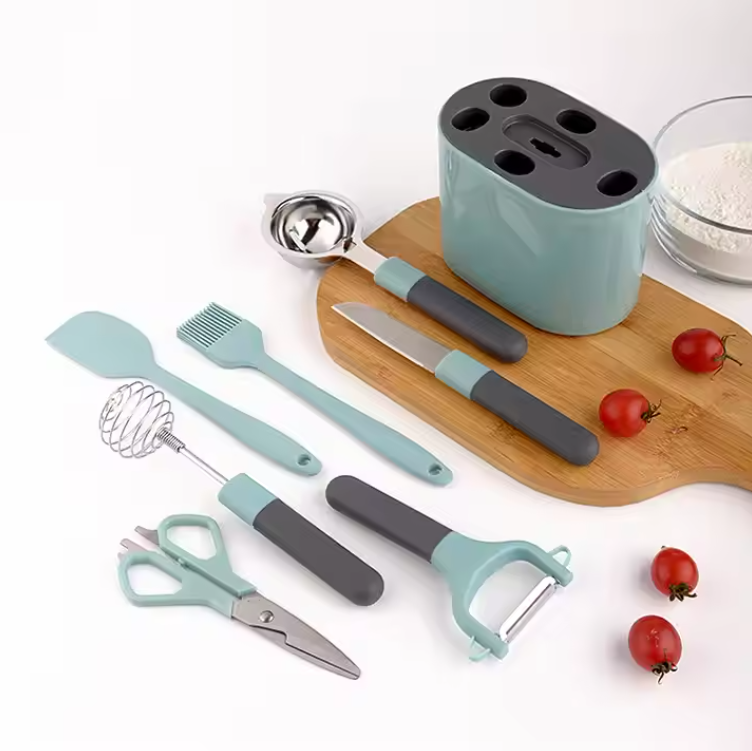 Stainless Steel Kitchen Gadget Set-Scissors Egg Whisk Silicone Brush Spatula Peeler Scissor For Kitchen