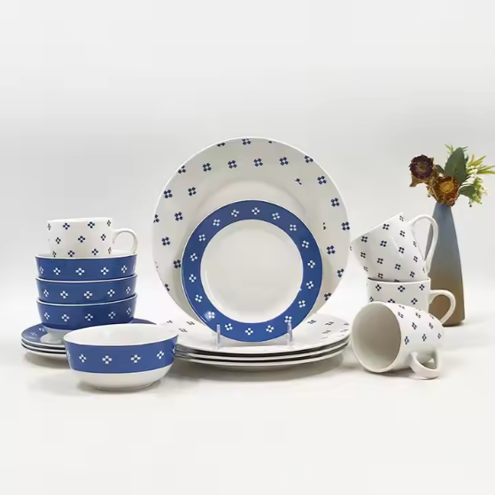 16 Piece Glaze Crockery Ceramics Dinner Plates Bowl Cups Dinnerware Sets 16 pieces porcelain dinner set