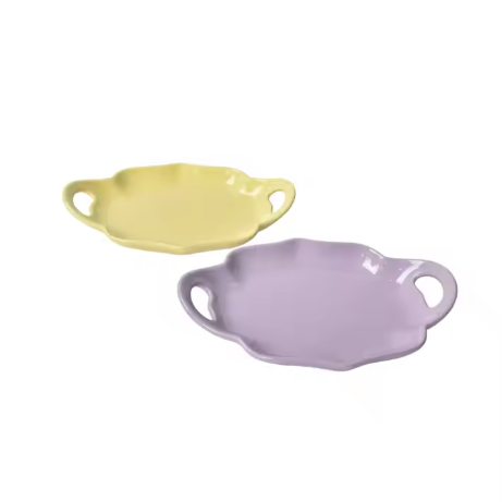 Custom solid color dishes ceramic inventory heart and ear platter Kitchen microwave safe plate