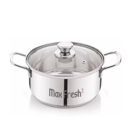 Premium Soup & Stock Pots Easy Grip Cooking Pot with Modern Design Glass Lid Steel Handle Export Quality Metal Material