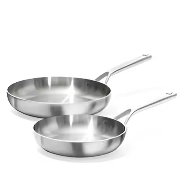 Wholesale Kitchen Fry Pan with Sandwich Bottom Round Durable Silvery Stainless Steel Nonstick Frying Pan