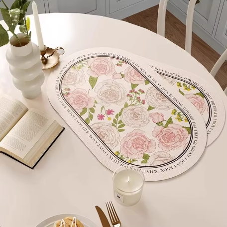 Oval Placemat Anti-oil Anti-hot Pu Leather Western Placemat Light Luxury Thickening