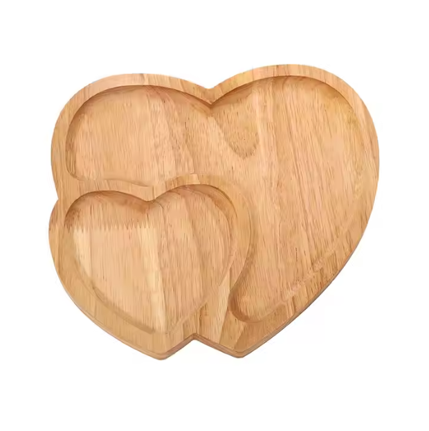Wooden Heart Serving Platter Tray Retro Wood Pizza Salad Plate Fruit Dessert Tray Bread Cake Container Snacks Dish