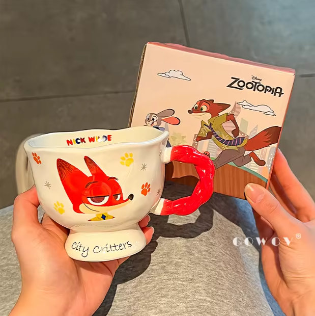 Cartoon Ceramic Mug with Handgrip Personal Coffee Milk Cup for Gift and Office and Home